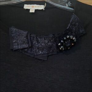 Tory Burch Navy Linen Short Sleeve Top